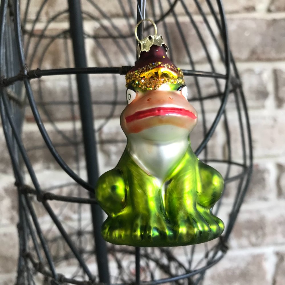 Frog Ornament Glass  Christmas Birthday Prince New